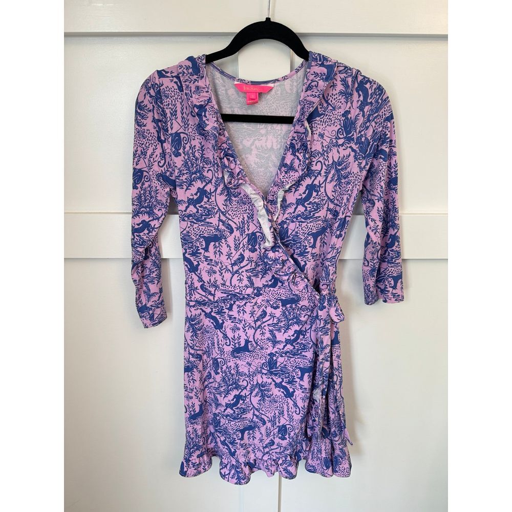 Lilly Pulitzer Lilac Freesia Safari As I Can See Jessalynne Wrap Romper Size S